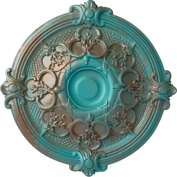 Ekena Millwork Hamilton Ceiling Medallion (Fits Canopies up to 3 3/4"), 17 3/8"OD x 1 3/4"P, Copper Green Patina CM17HACGS - main